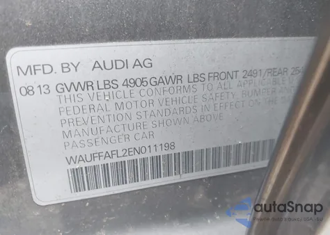 2014 Audi A4 2.0T Premium from USA, damaged, VIN WAUFFAFL2EN011198